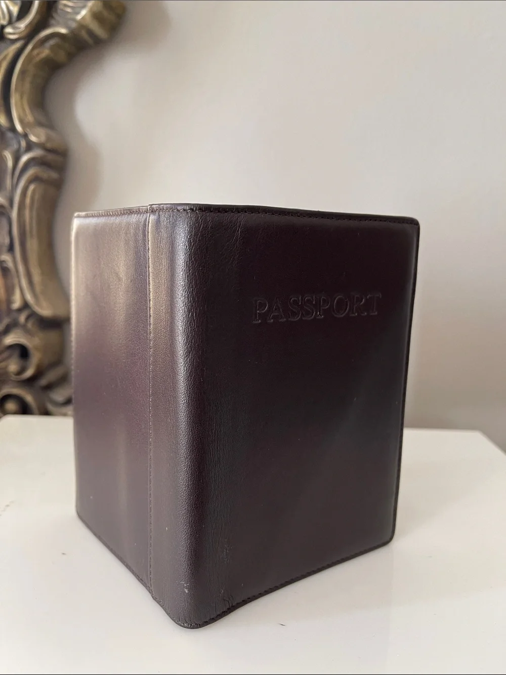 Leather Passport Holder - Brown